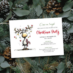 Traditional funny reindeer Christmas party invite
