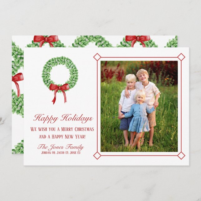 Traditional Garland Christmas Card (Front/Back)