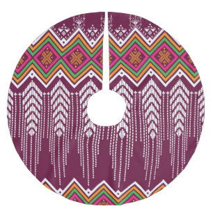 Traditional Geometric Ethnic Pattern Brushed Polyester Tree Skirt