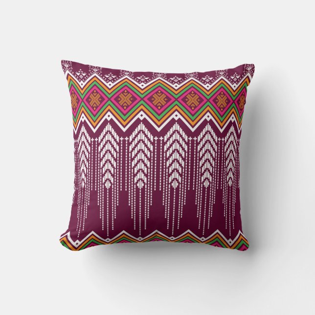 Traditional Geometric Ethnic Pattern Cushion (Front)