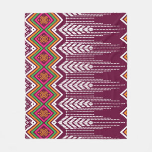 Traditional Geometric Ethnic Pattern Fleece Blanket
