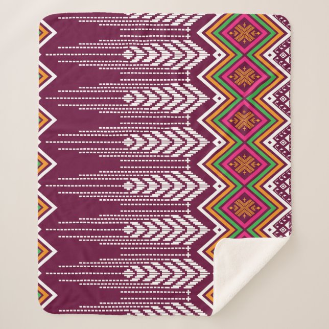 Traditional Geometric Ethnic Pattern Sherpa Blanket (Front)