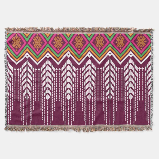 Traditional Geometric Ethnic Pattern Throw Blanket (Front)