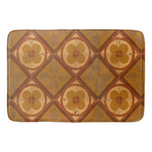 Traditional Geometric Floral Ceramic Tiles Bath Mat