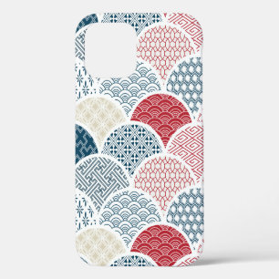 traditional geometric kimono pattern vintage sketc iPhone 12 case