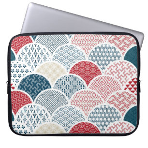 traditional geometric kimono pattern vintage sketc laptop sleeve