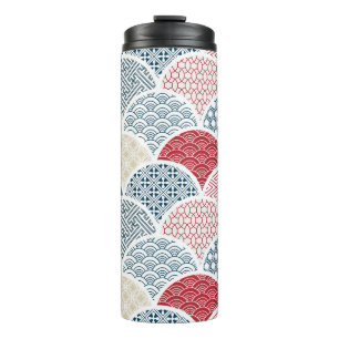 traditional geometric kimono pattern vintage sketc thermal tumbler