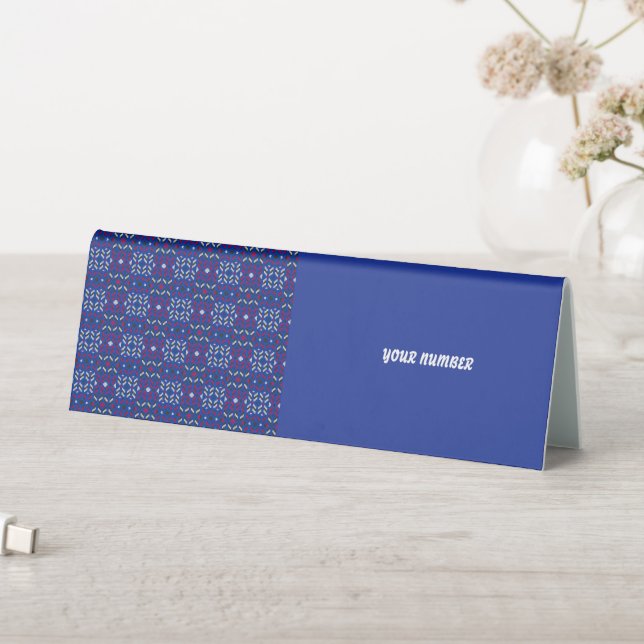 Traditional Geometric Pixel Pattern in Deep Blue  (In SItu (Table))