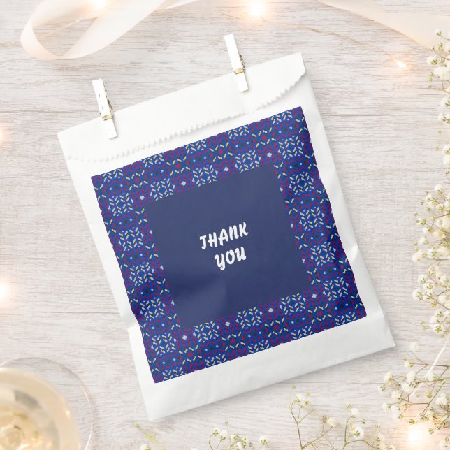 Traditional Geometric Pixel Pattern in Deep Blue  Favour Bag (Clipped)