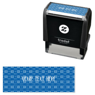 Traditional Geometric Pixel Pattern in Deep Blue  Self-inking Stamp