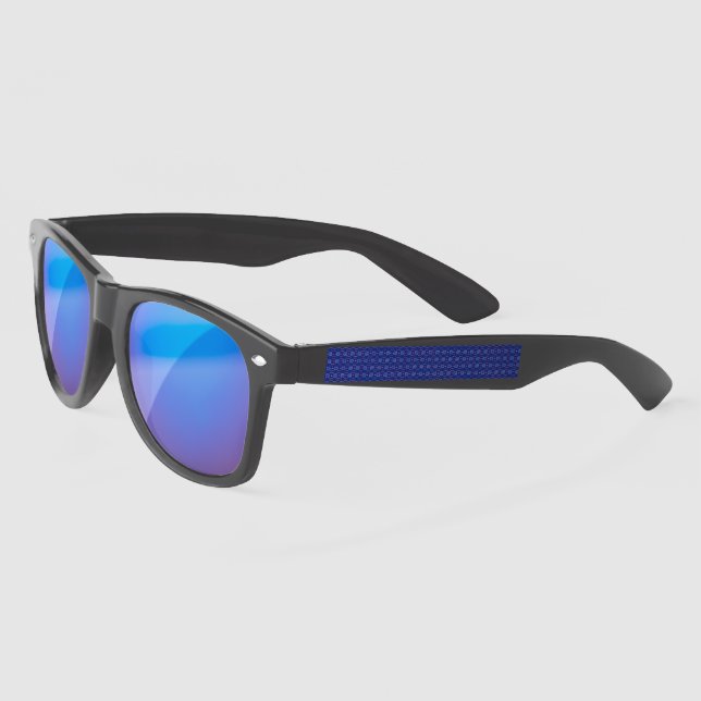 Traditional Geometric Pixel Pattern in Deep Blue  Sunglasses (Left)