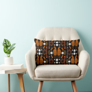 Traditional Germanic Folk Art Bird Lumbar Cushion