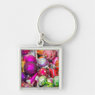 Traditional Glass Ornaments At Christmas Market Key Ring