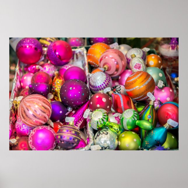 Traditional Glass Ornaments At Christmas Market Poster (Front)