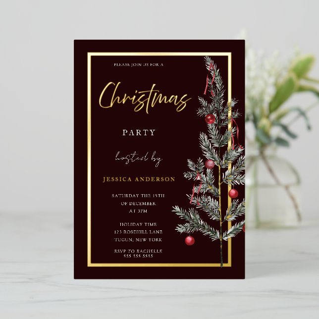 Traditional Gold Foil Christmas Tree Xmas Party (Standing Front)