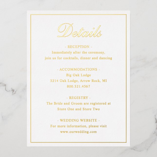 Traditional Gold Foil Wedding Enclosure Card (Front)