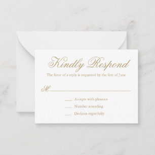 Traditional Gold Formal Elegant Mini Wedding RSVP Card