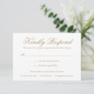 Traditional Gold Formal Elegant Wedding RSVP Card