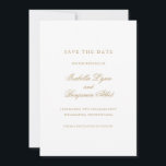 Traditional Gold Formal Elegant Wedding Save The Date<br><div class="desc">Elegant save the date card with traditional wording.  Your names are in gold calligraphy and your details are in a serif font,  over a white background.  This classic design is perfect for a formal,  black tie wedding.</div>