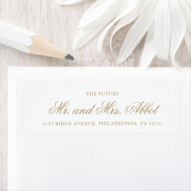 Traditional Gold Formal Wedding Return Address Label (Insitu)