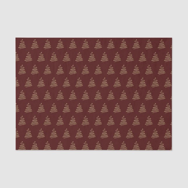 Traditional gold metallic Christmas tree red Tissue Paper (Front)