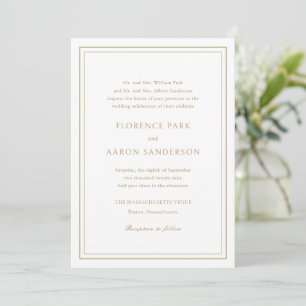 Traditional Gold Timeless Wedding Invitation