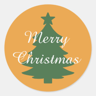 Traditional Golden Orange Merry Christmas Sticker
