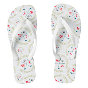 Traditional Golfer Logo Stylishly Stamped White Thongs