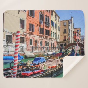 Traditional gondola in Venice Sherpa Blanket