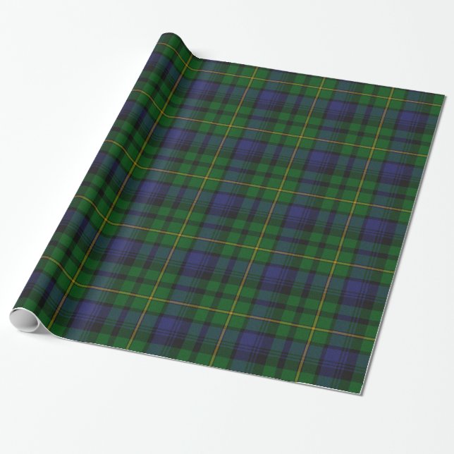 Traditional Gordon Tartan Plaid Wrapping Paper (Unrolled)