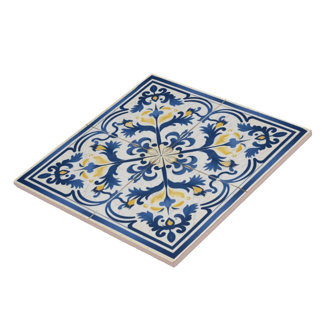 Traditional Greece Traditional Blue Art 2 Ceramic Tile (Side)