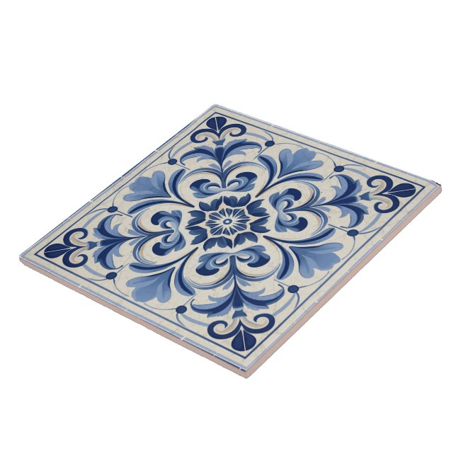 Traditional Greece Traditional Blue Art 4 Ceramic Tile (Side)