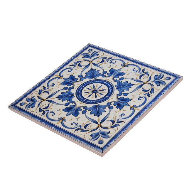 Traditional Greece Traditional Blue Art 5 Ceramic Tile (Side)