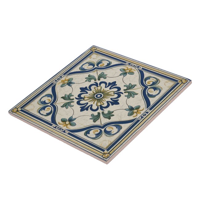 Traditional Greece Traditional Blue Art 7 Ceramic Tile (Side)