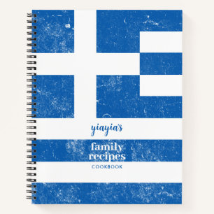 Traditional Greek Flag Family Recipe Cookbook  Notebook