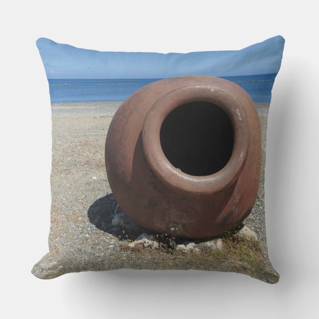 Traditional Greek Terracotta Pot on the Beach Cushion (Front)