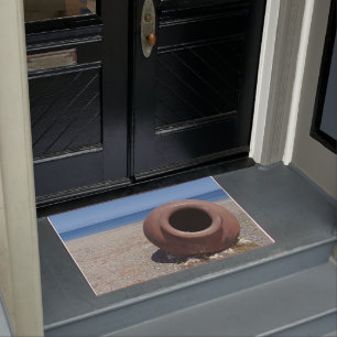 Traditional Greek Terracotta Pot on the Beach Doormat