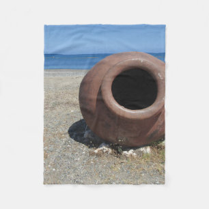 Traditional Greek Terracotta Pot on the Beach Fleece Blanket