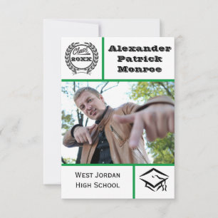 Traditional Green - 3x5 Graduation Invitation