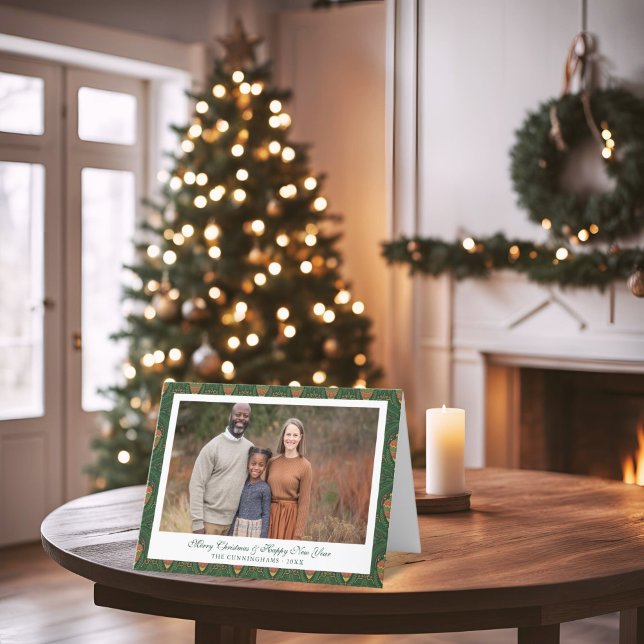 Traditional Green and Red Ornament Christmas Photo Holiday Card (Traditional Green and Red Ornament Christmas Photo Holiday Card)