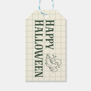 Traditional Green Ghost Happy Halloween Tags