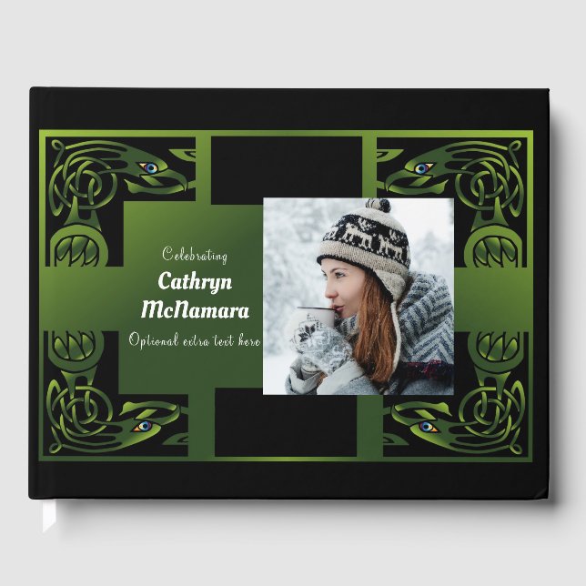 Traditional Green Irish Celtic Design Guest Book (Front)