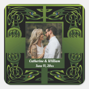 Traditional Green Irish Celtic Design    Square Sticker