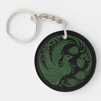 Traditional Green Phoenix Circle Key Ring
