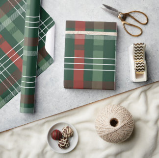 Traditional Green Red Tartan Plaid Christmas Wrapping Paper