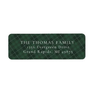 Traditional Green Tartan Plaid Return Address  Label