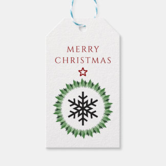 Traditional Green Wreath Snowflake Merry Christmas Gift Tags