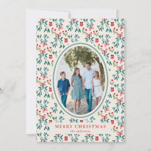 Traditional Gren and Red Grand Millenial Pattern Invitation