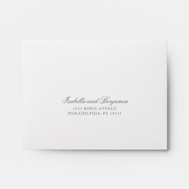 Traditional Grey Formal Elegant RSVP Wedding Envelope (Front)