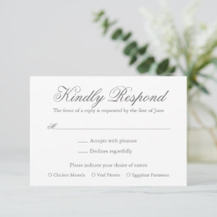 Traditional Grey Formal Elegant Wedding RSVP Card